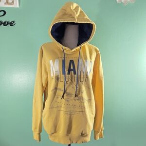 Octave Essentials Yellow Miami Florida Graphic Hoodie Size L